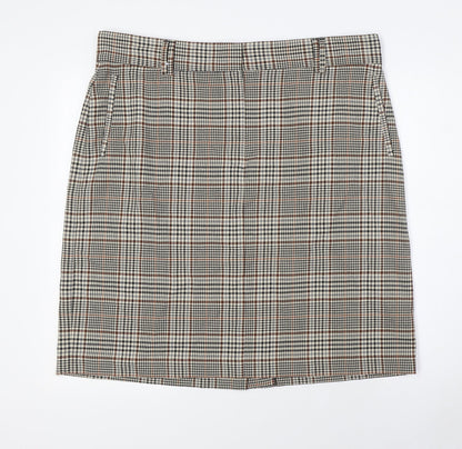 Marks and Spencer Womens Multicoloured Check Polyester Straight & Pencil Skirt Size 20 Zip