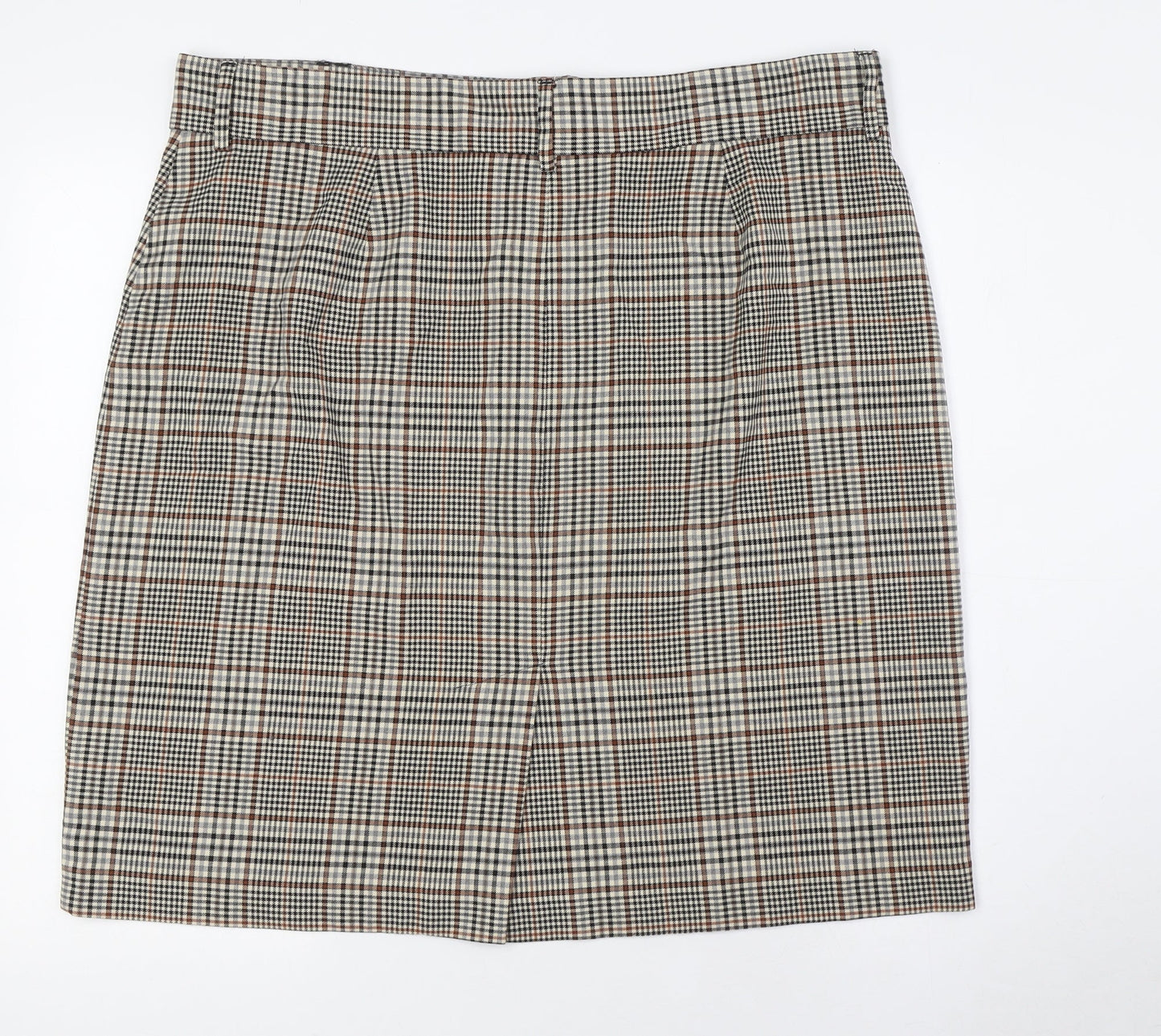 Marks and Spencer Womens Multicoloured Check Polyester Straight & Pencil Skirt Size 20 Zip