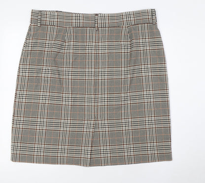 Marks and Spencer Womens Multicoloured Check Polyester Straight & Pencil Skirt Size 20 Zip