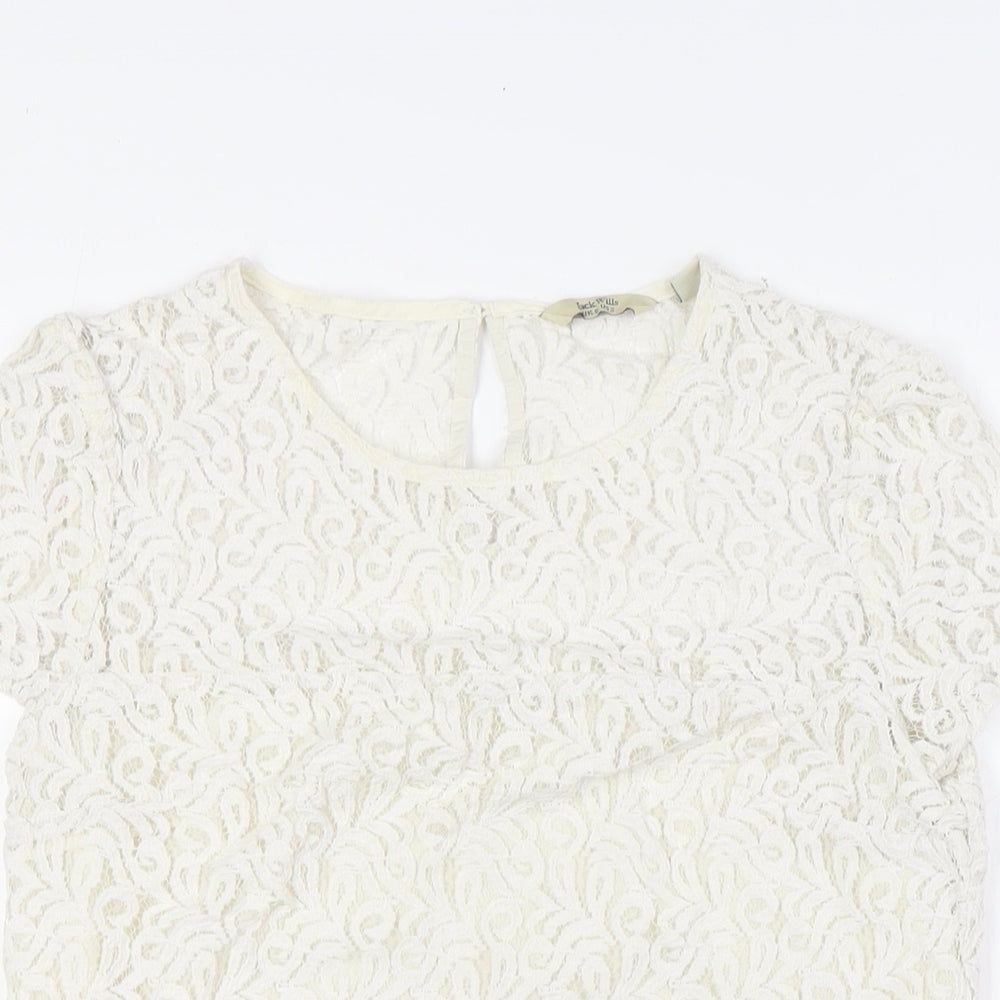 Jack Wills Womens White Cotton Basic Button-Up Size 6 Round Neck - Lace