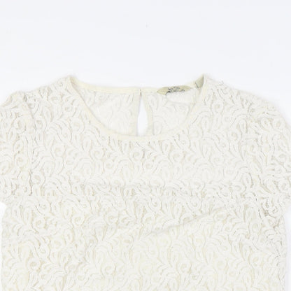 Jack Wills Womens White Cotton Basic Button-Up Size 6 Round Neck - Lace
