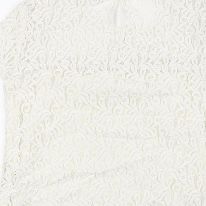 Jack Wills Womens White Cotton Basic Button-Up Size 6 Round Neck - Lace