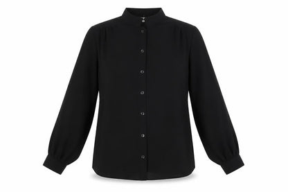 Mixnmatch Womens Black Polyester Basic Blouse Size 12 Mock Neck - Sheer