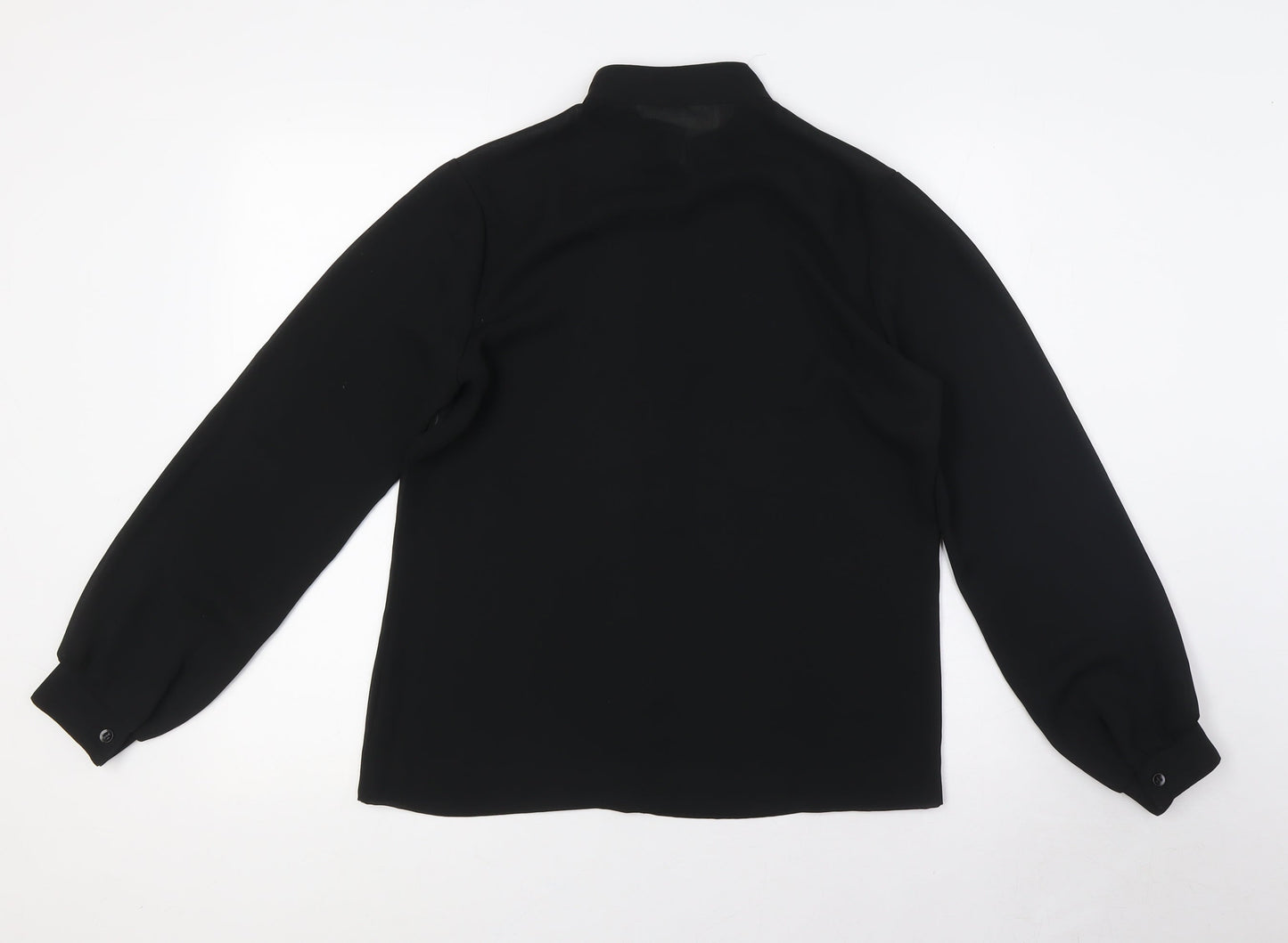 Mixnmatch Womens Black Polyester Basic Blouse Size 12 Mock Neck - Sheer
