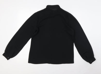 Mixnmatch Womens Black Polyester Basic Blouse Size 12 Mock Neck - Sheer