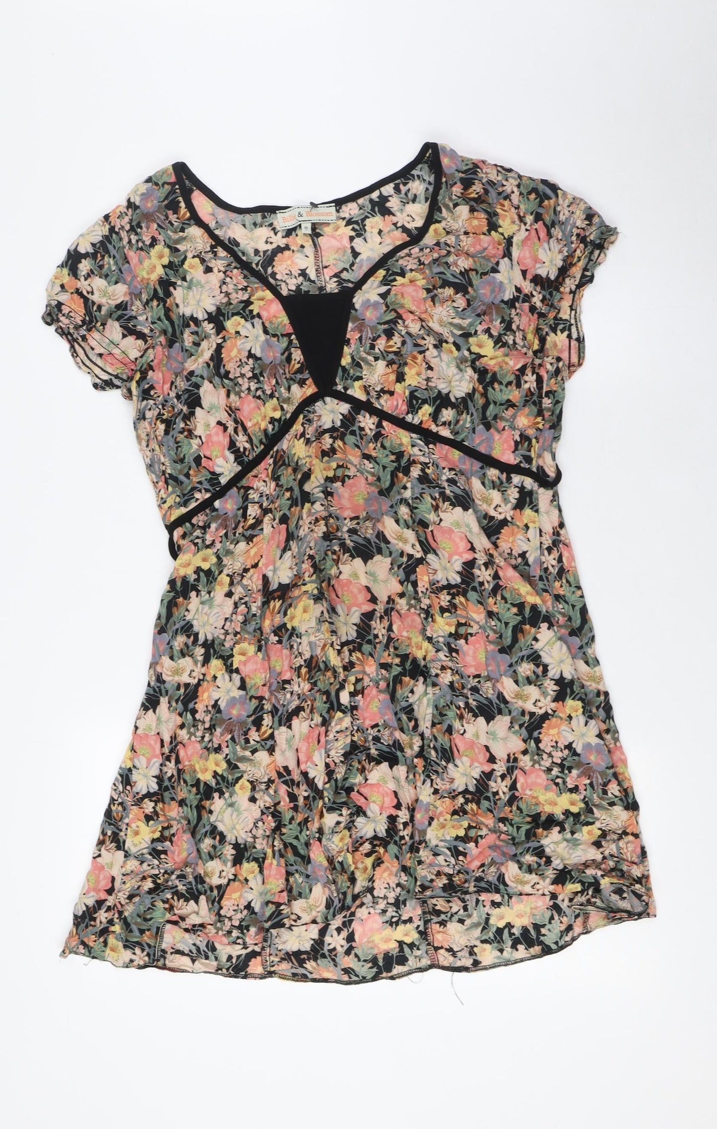 Bill&Blossom Womens Multicoloured Floral Viscose A-Line Size 16 Scoop Neck