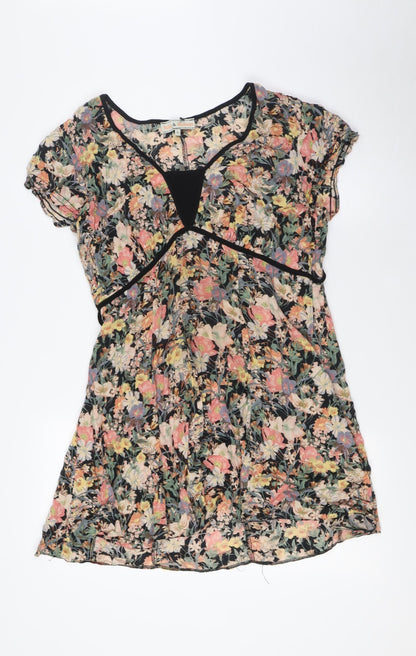 Bill&Blossom Womens Multicoloured Floral Viscose A-Line Size 16 Scoop Neck