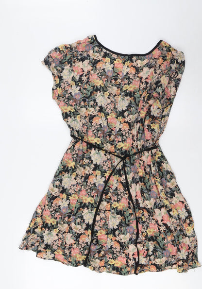 Bill&Blossom Womens Multicoloured Floral Viscose A-Line Size 16 Scoop Neck