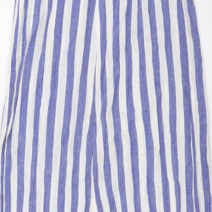 Stradivarius Womens Blue Striped Viscose Jumpsuit One-Piece Size S L28 in Zip