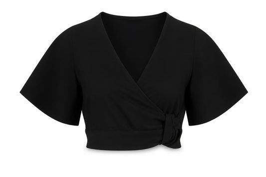 Womens UK Size 10 New Look Black Cropped Button-Up