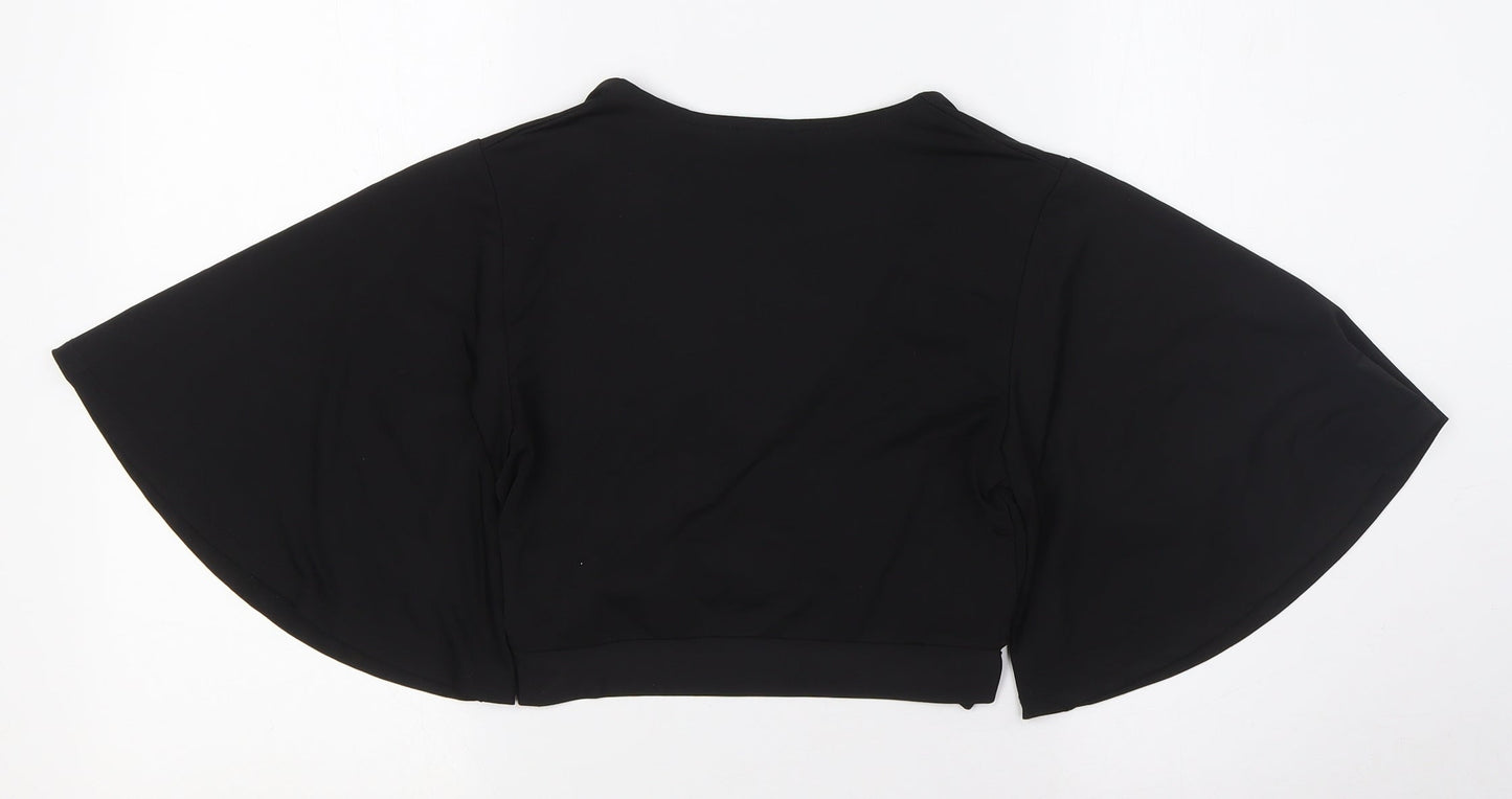 Womens UK Size 10 New Look Black Cropped Button-Up
