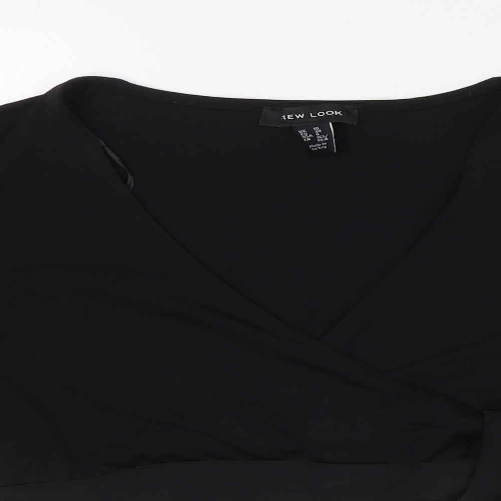 Womens UK Size 10 New Look Black Cropped Button-Up