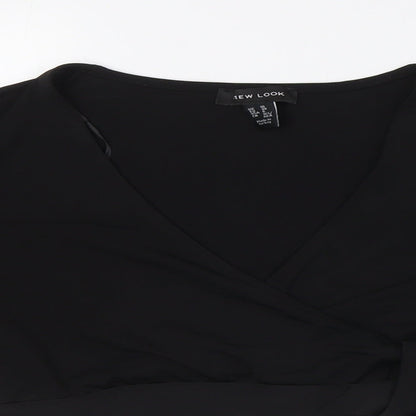 Womens UK Size 10 New Look Black Cropped Button-Up
