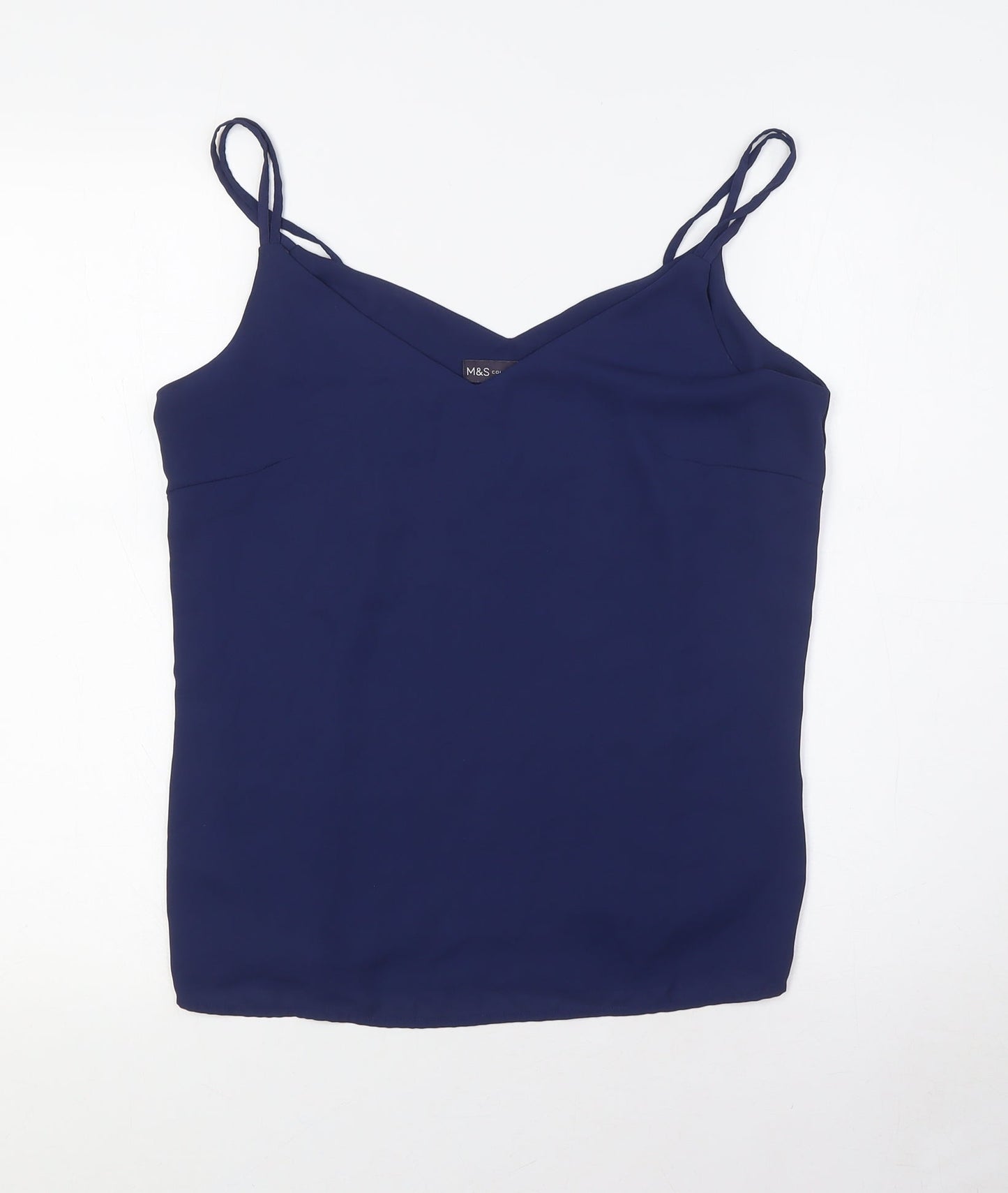 Marks and Spencer Womens Blue Polyester Camisole Button-Up Size 10 V-Neck