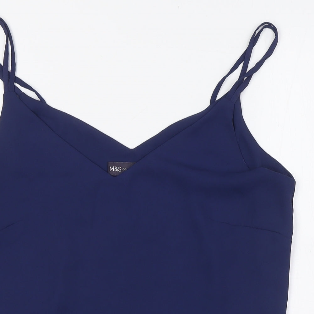 Marks and Spencer Womens Blue Polyester Camisole Button-Up Size 10 V-Neck
