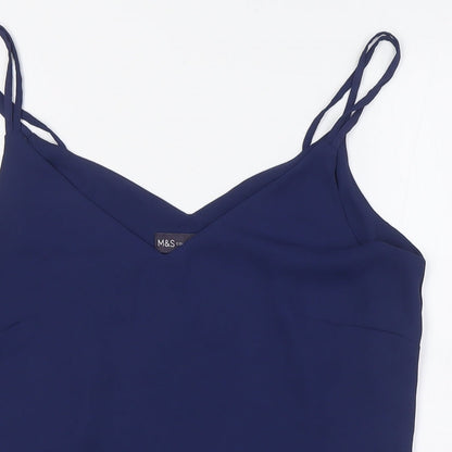 Marks and Spencer Womens Blue Polyester Camisole Button-Up Size 10 V-Neck