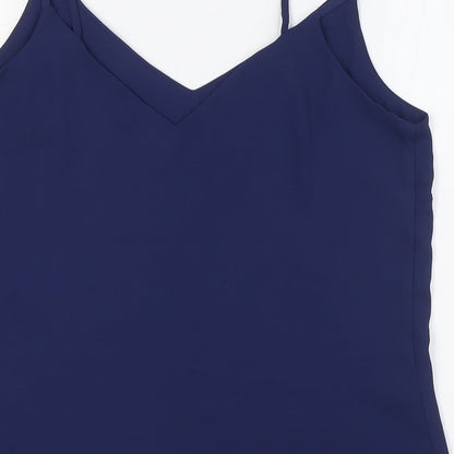 Marks and Spencer Womens Blue Polyester Camisole Button-Up Size 10 V-Neck