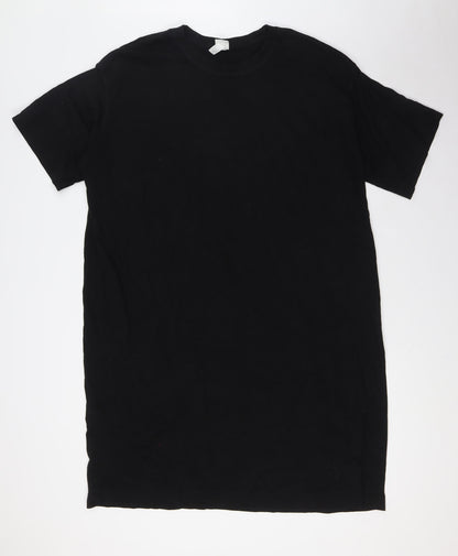 H&M Womens Black Cotton Shirt Dress Size XL Crew Neck