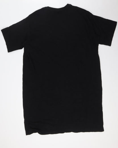 H&M Womens Black Cotton Shirt Dress Size XL Crew Neck
