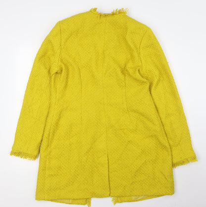 Body Flirt Womens Yellow Overcoat Coat Size 14 Hook & Eye - Textured, Raw Hems