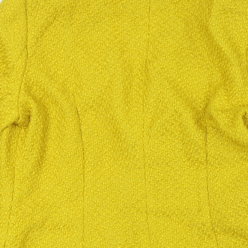 Body Flirt Womens Yellow Overcoat Coat Size 14 Hook & Eye - Textured, Raw Hems