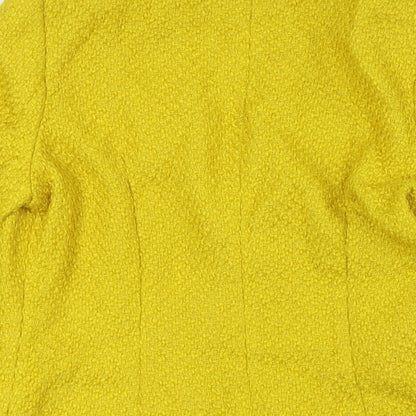 Body Flirt Womens Yellow Overcoat Coat Size 14 Hook & Eye - Textured, Raw Hems