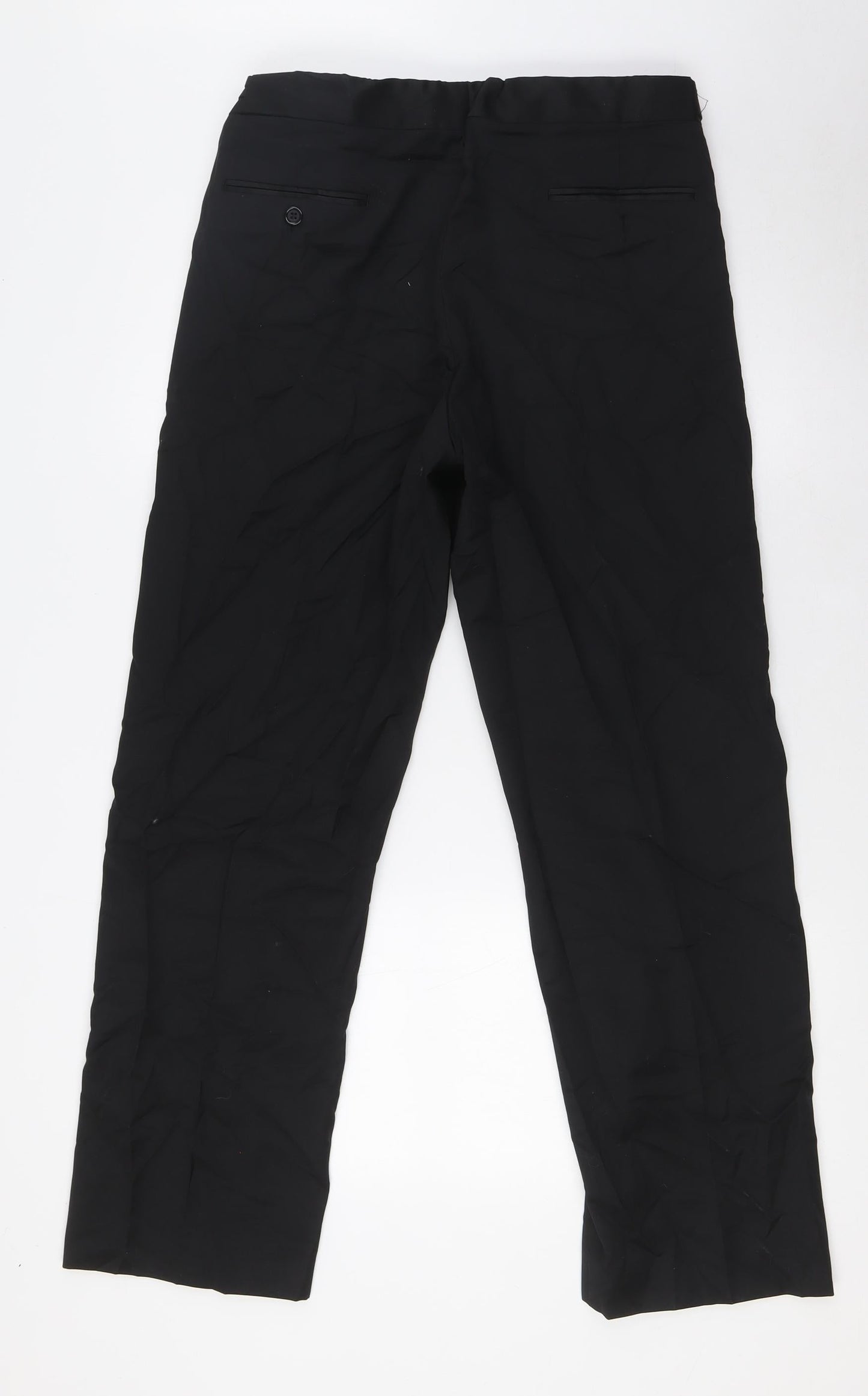 Black & White Mens Black Wool Trousers Size 32 in L38 in Regular Zip