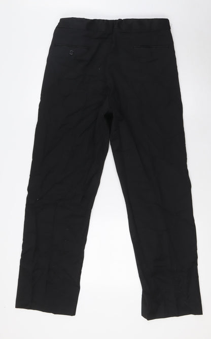 Black & White Mens Black Wool Trousers Size 32 in L38 in Regular Zip