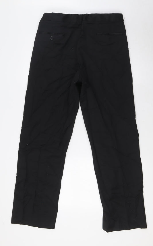 Black & White Mens Black Wool Trousers Size 32 in L38 in Regular Zip