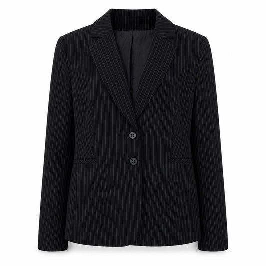 Jones New York Womens Black Striped Jacket Size 14 Button