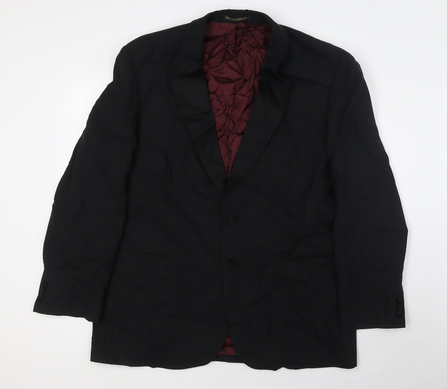 Mens UK Size 44 Marks and Spencer Big & Tall Black Suit Tuxedo