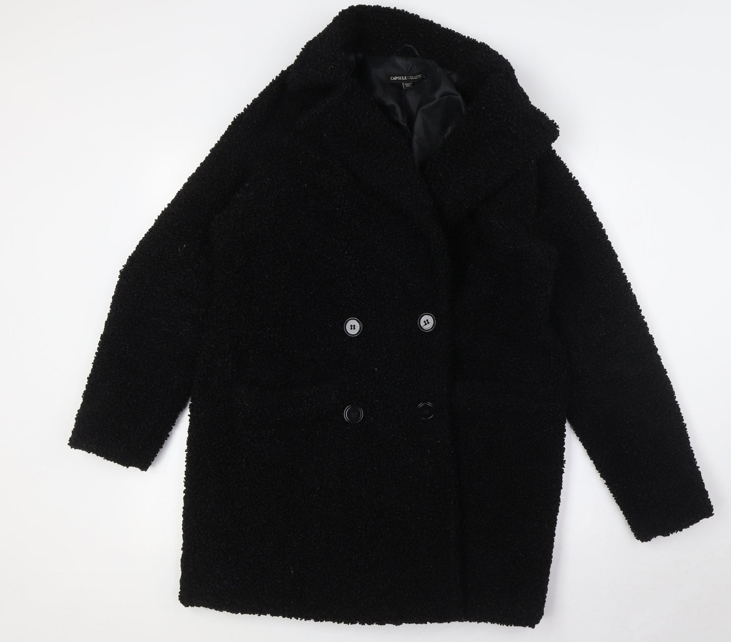 Womens UK Size 10 Capsule Black Overcoat