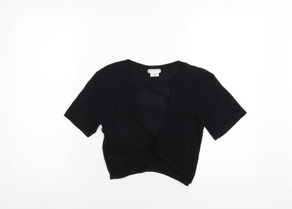 Cooperative Womens Black Cotton Basic T-Shirt Size S Round Neck