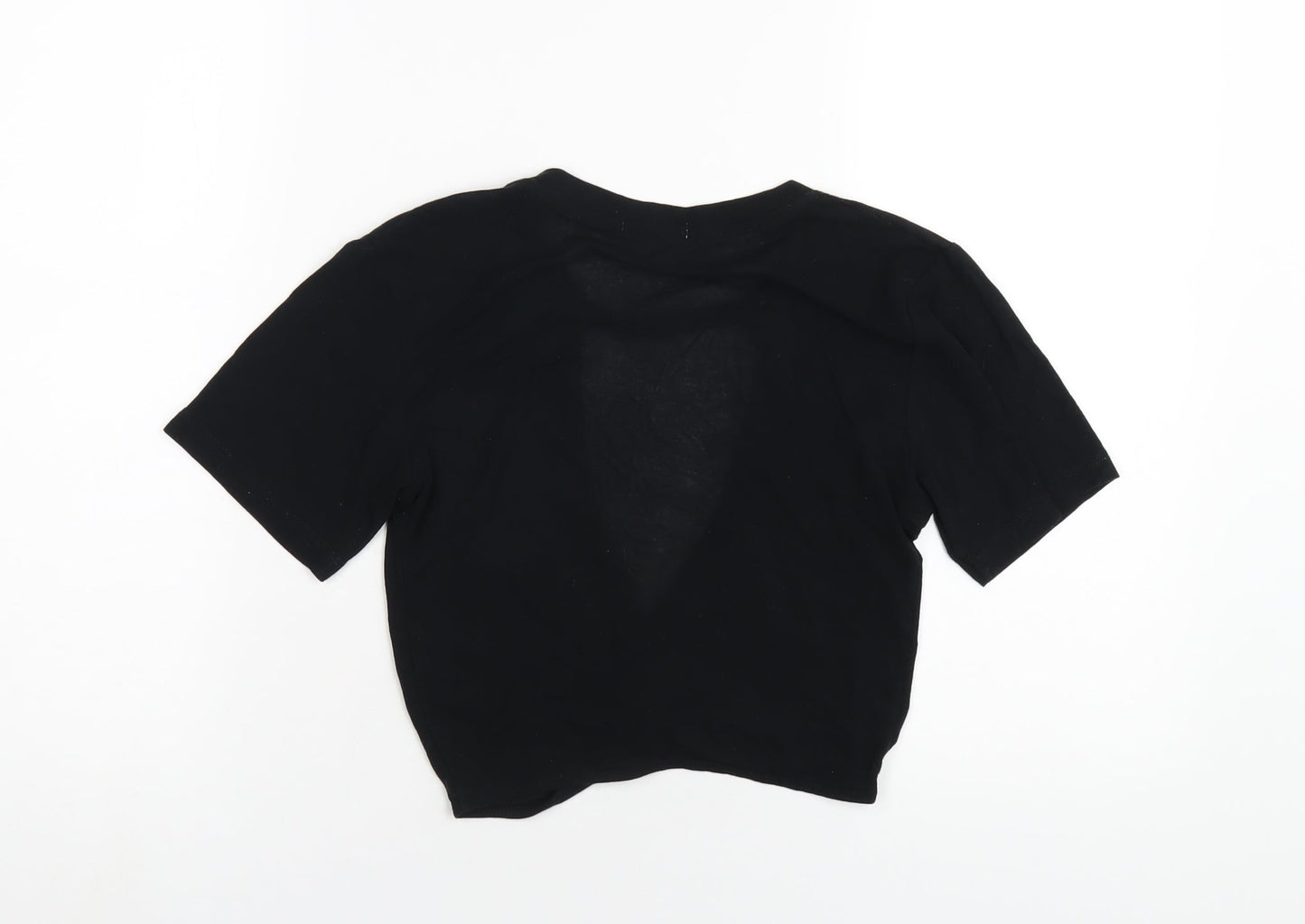 Cooperative Womens Black Cotton Basic T-Shirt Size S Round Neck
