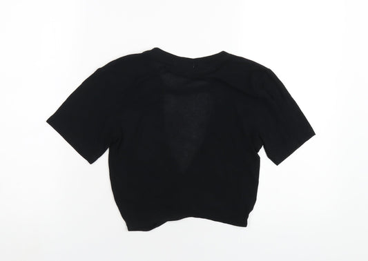 Cooperative Womens Black Cotton Basic T-Shirt Size S Round Neck