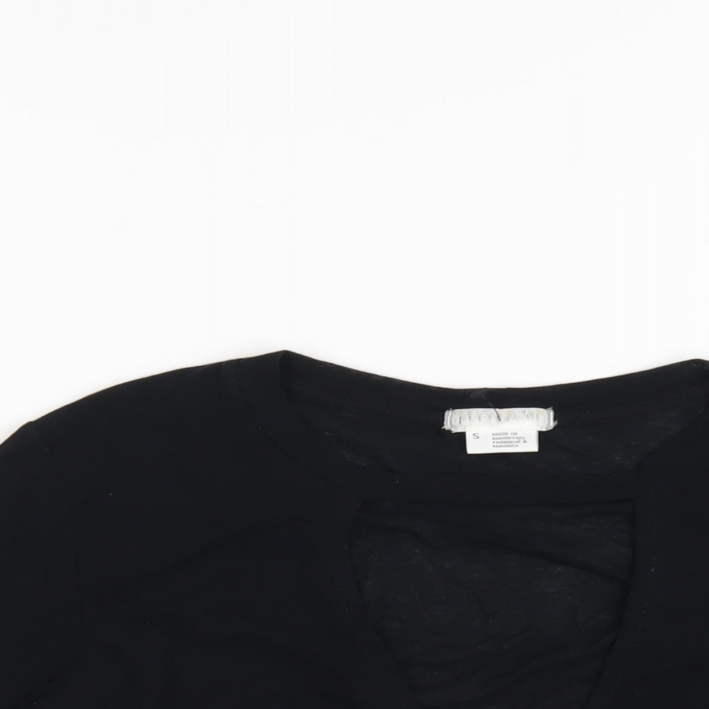 Cooperative Womens Black Cotton Basic T-Shirt Size S Round Neck