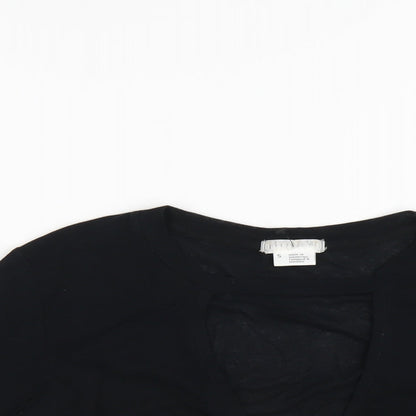 Cooperative Womens Black Cotton Basic T-Shirt Size S Round Neck