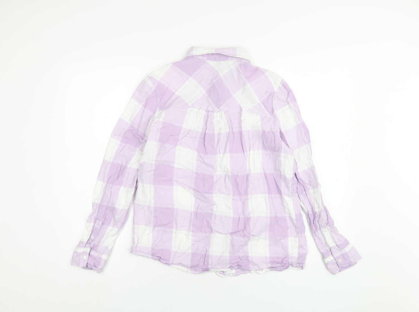 H&M Womens Purple Plaid Cotton Basic Button-Up Size S Collared