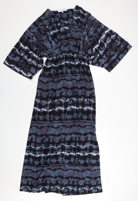 NEXT Womens Blue Geometric Polyester A-Line Size 8 V-Neck Pullover