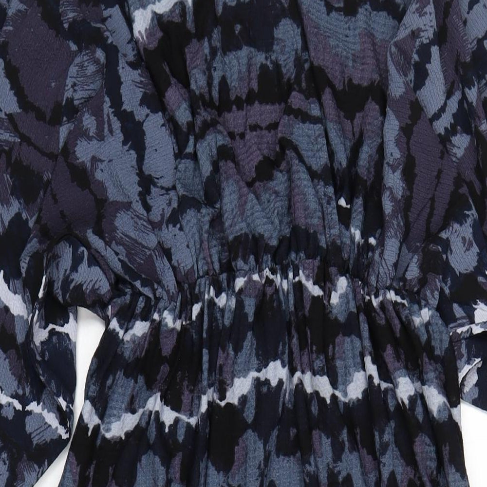 NEXT Womens Blue Geometric Polyester A-Line Size 8 V-Neck Pullover