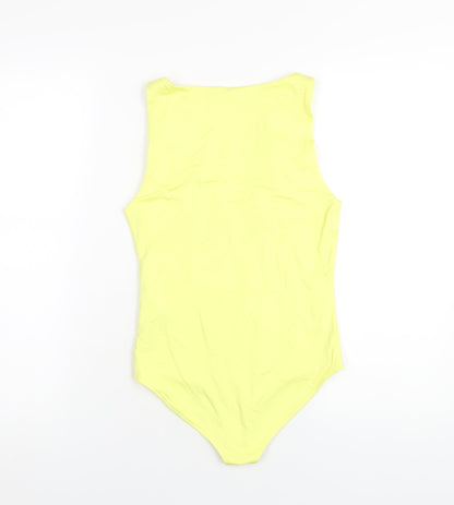 Stradivarius Womens Yellow Polyamide Bodysuit One-Piece Size M Snap