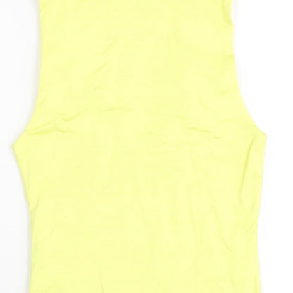 Stradivarius Womens Yellow Polyamide Bodysuit One-Piece Size M Snap