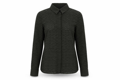 H&M Womens Green Cotton Basic Button-Up Size 6 Collared
