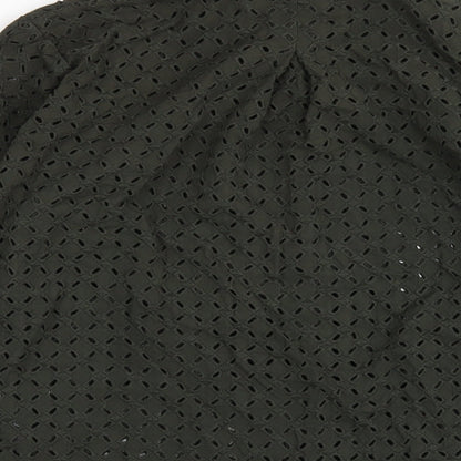 H&M Womens Green Cotton Basic Button-Up Size 6 Collared