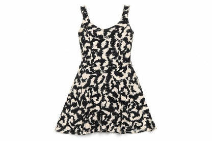 H&M Womens Black Geometric Cotton A-Line Size 8 Scoop Neck Pullover