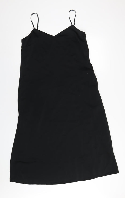 Uniqlo Womens Black Polyester A-Line Size M V-Neck Zip