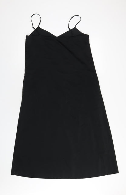 Uniqlo Womens Black Polyester A-Line Size M V-Neck Zip