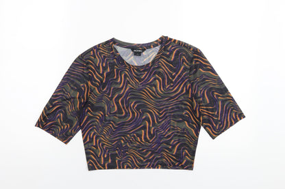 Womens UK Size M Monki Multicoloured Cropped T-Shirt