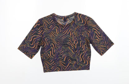 Womens UK Size M Monki Multicoloured Cropped T-Shirt
