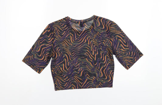 Womens UK Size M Monki Multicoloured Cropped T-Shirt